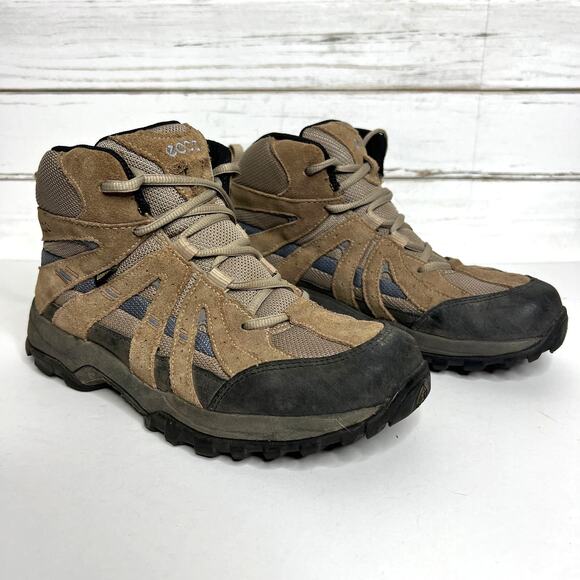 Ecco Gortex Hiking Boot Brown Shoe Size 8-8.5 - Picture 1 of 10